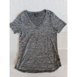 Athleta Women Medium Tall Knit Stripe vNeck Stretch Top Blouse ShortSleeve Modal